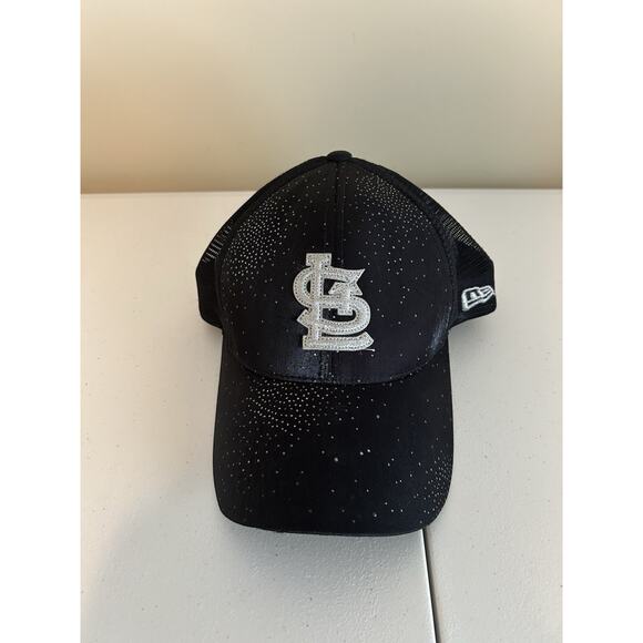 St Louis STL Cardinals Black Cap Hat Womens Adjustable Bling New Era OS - Picture 2 of 6